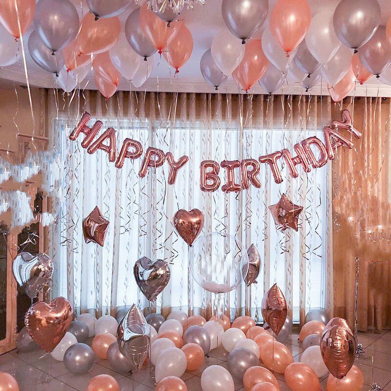 Rose Gold Happy Birthday Decoration Set 21st Birthday Party Etsy - image 0